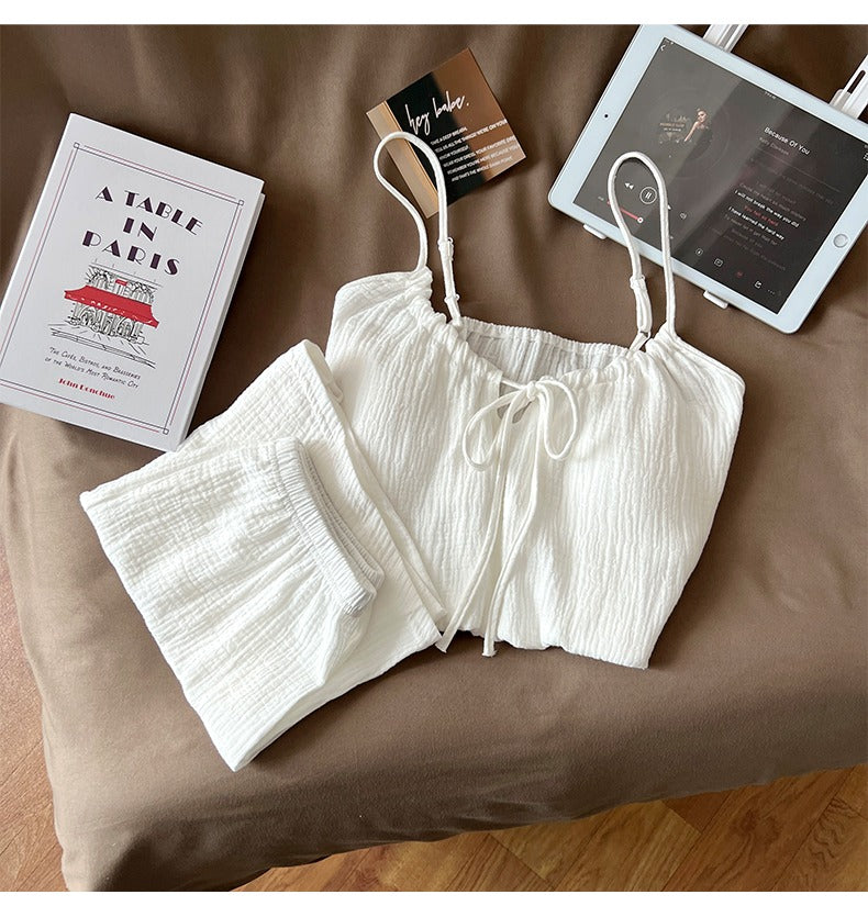 Bộ đồ ngủ cotton 2 dây quần đùi mút lót