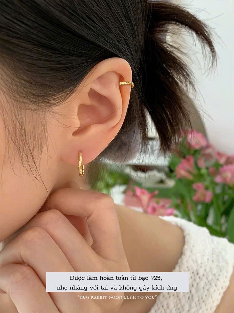 Khuyên tai bạc và bạc xi vàng dạng khoen tròn có sẵn