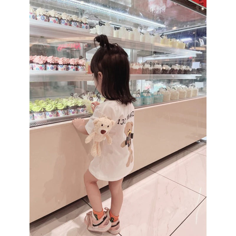 Áo phông mẹ và bé tặng kèm gấu bông
