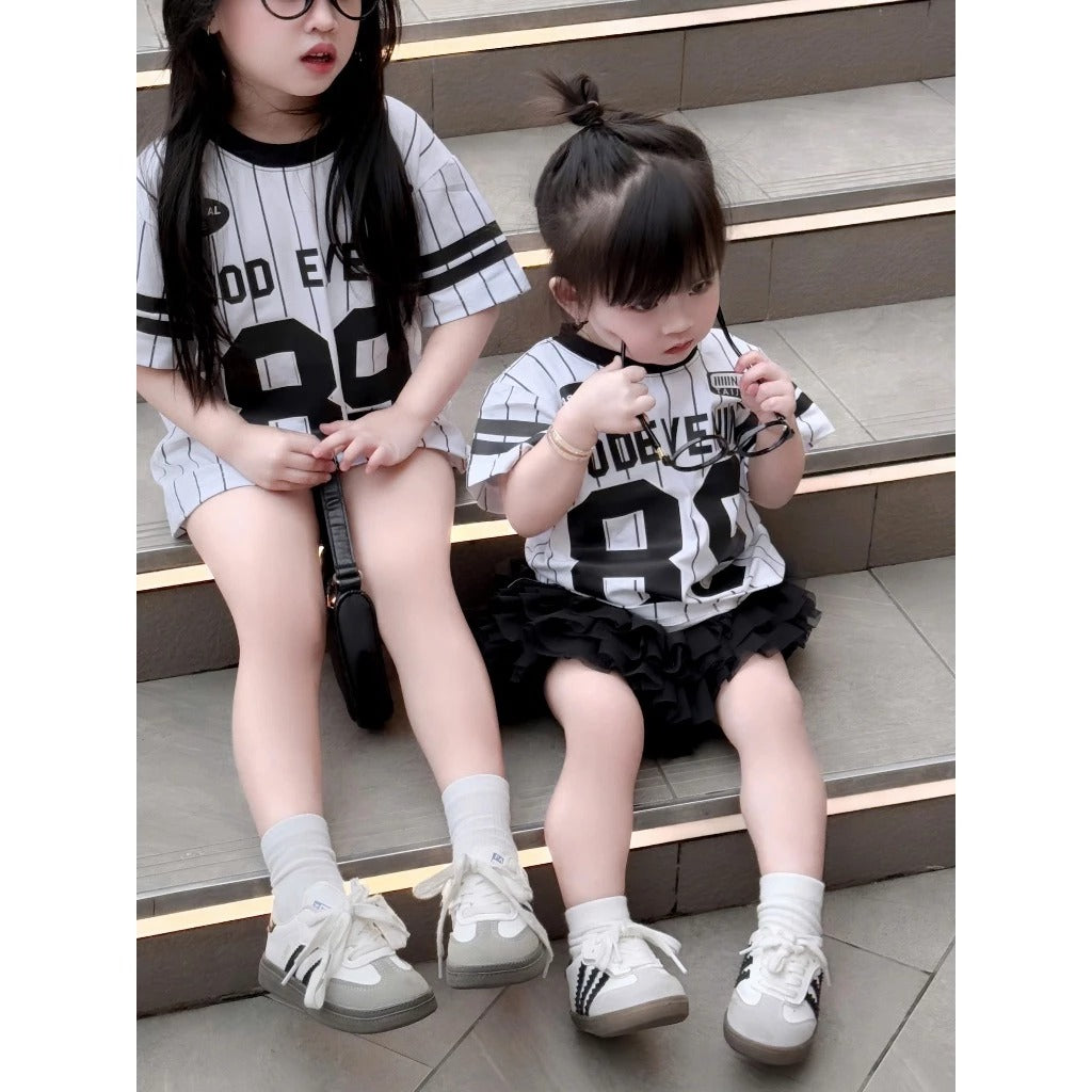 Áo phông kẻ dọc đủ size cho bé gái, bé trai và mẹ