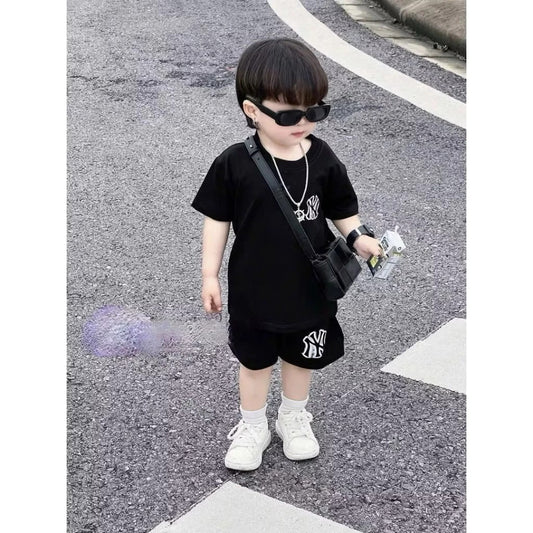 Bộ áo phông quần đùi đen NY cho bé trai