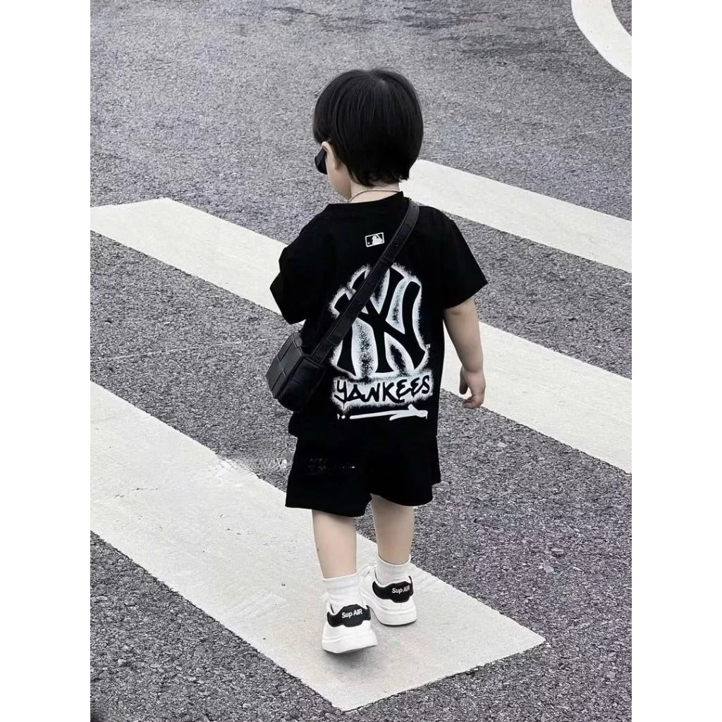 Bộ áo phông quần đùi đen NY cho bé trai