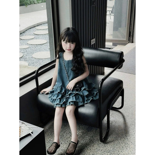 Đầm babydoll jean cho bé gái