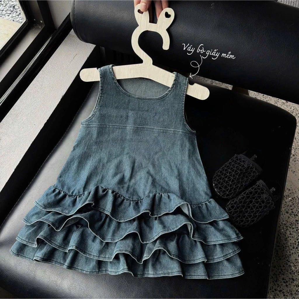 Đầm babydoll jean cho bé gái