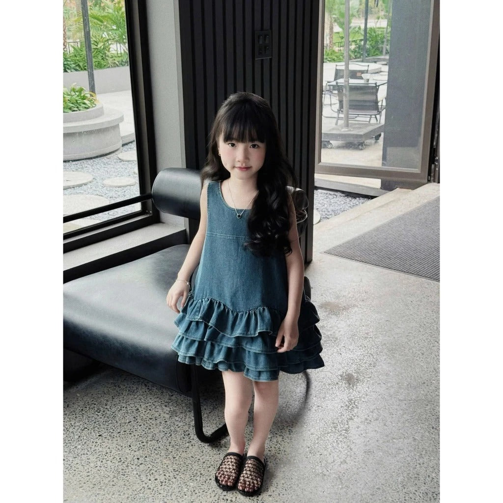 Đầm babydoll jean cho bé gái
