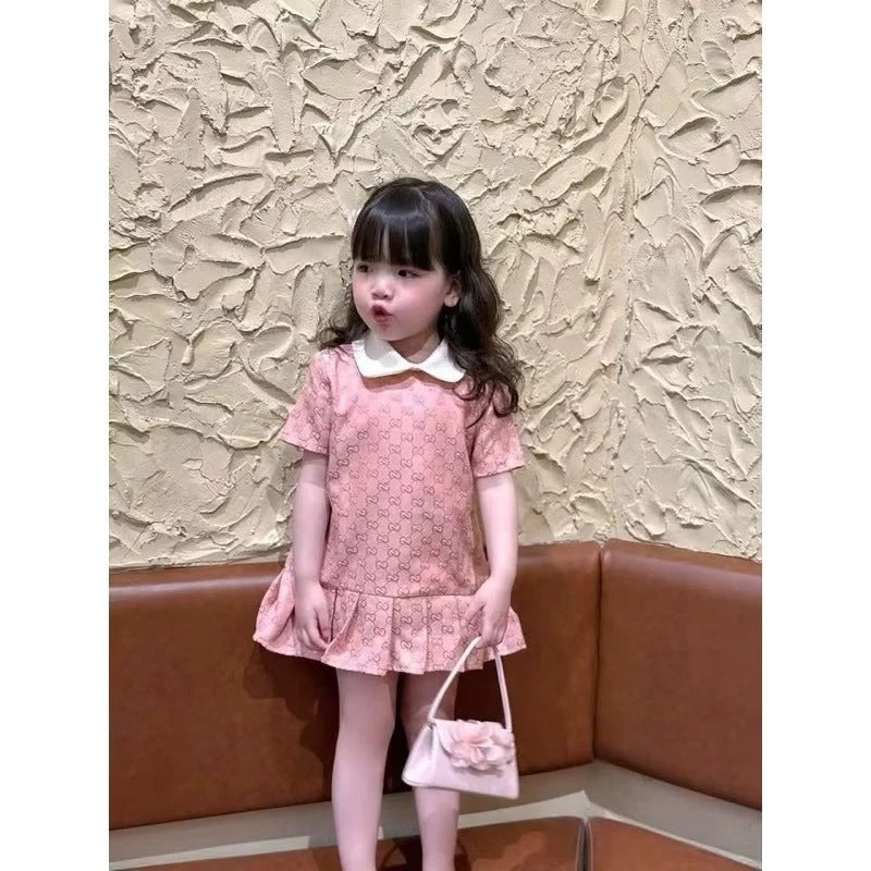 Đầm hồng cổ sen tiểu thư cho bé gái