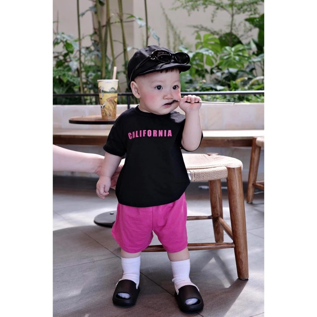 Set áo cộc tay quần hồng cho bé 10-30kg