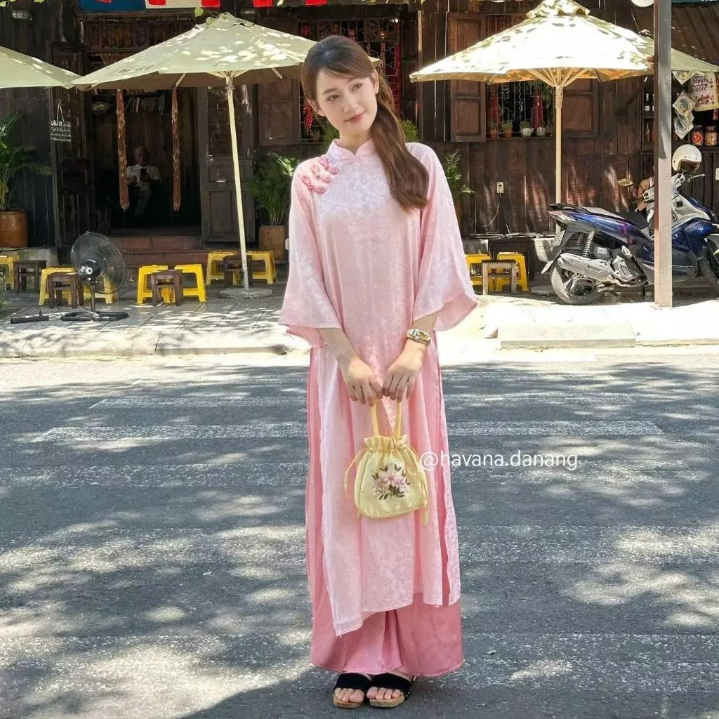 CÓ BIGSIZE - Áo dài lụa CƠ UYỂN kèm quần Satin