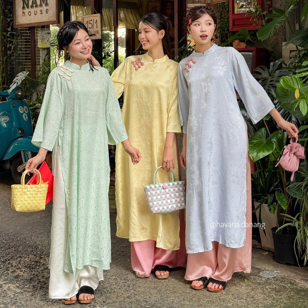 CÓ BIGSIZE - Áo dài lụa CƠ UYỂN kèm quần Satin