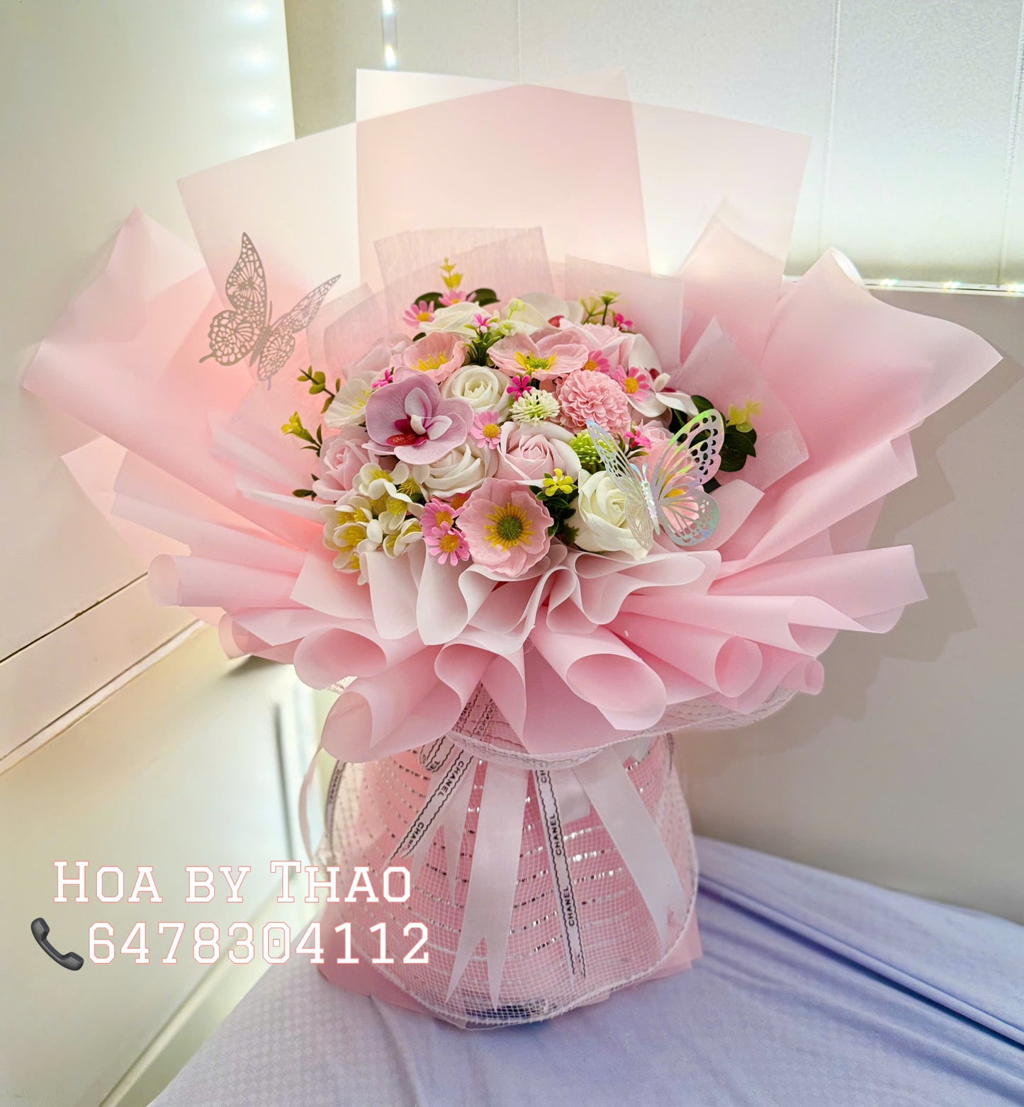 Hoa sáp tone hồng ngọt ngào phối tự nhiên