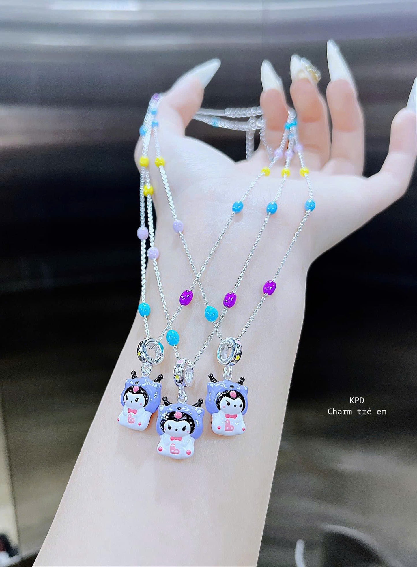 Dây chuyền bạc charm hoạt hình rực rỡ cho bé