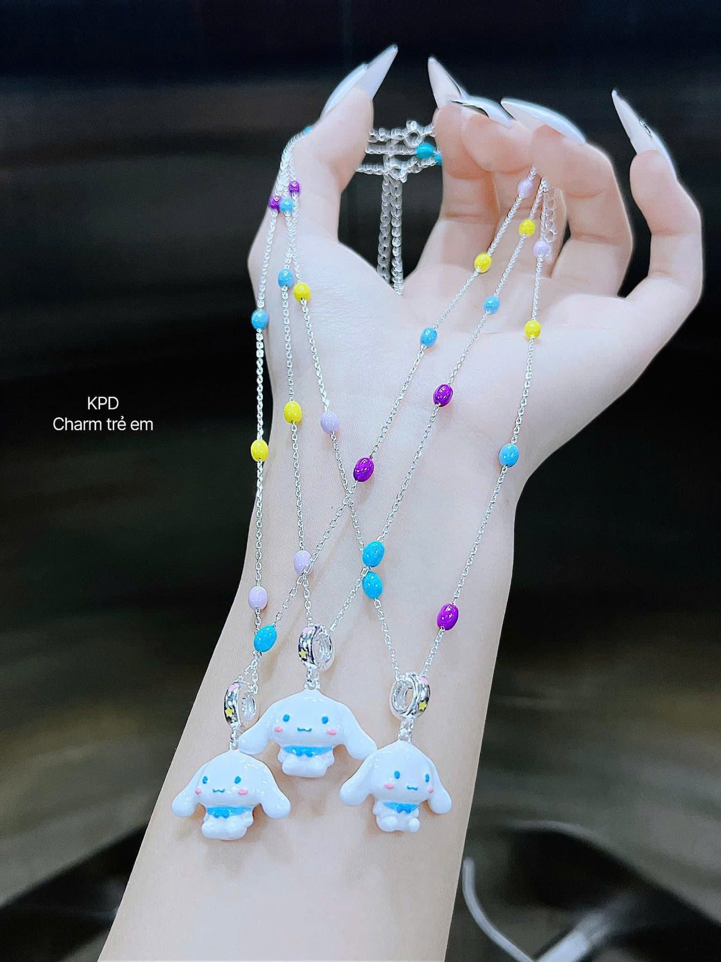 Dây chuyền bạc charm hoạt hình rực rỡ cho bé
