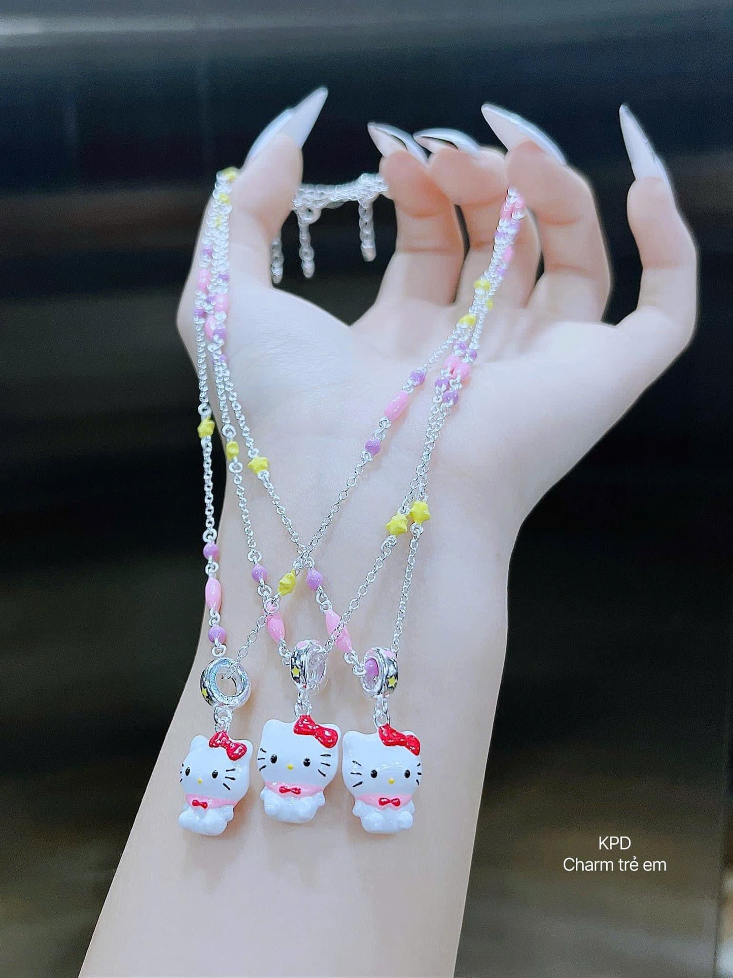 Dây chuyền bạc charm hoạt hình rực rỡ cho bé