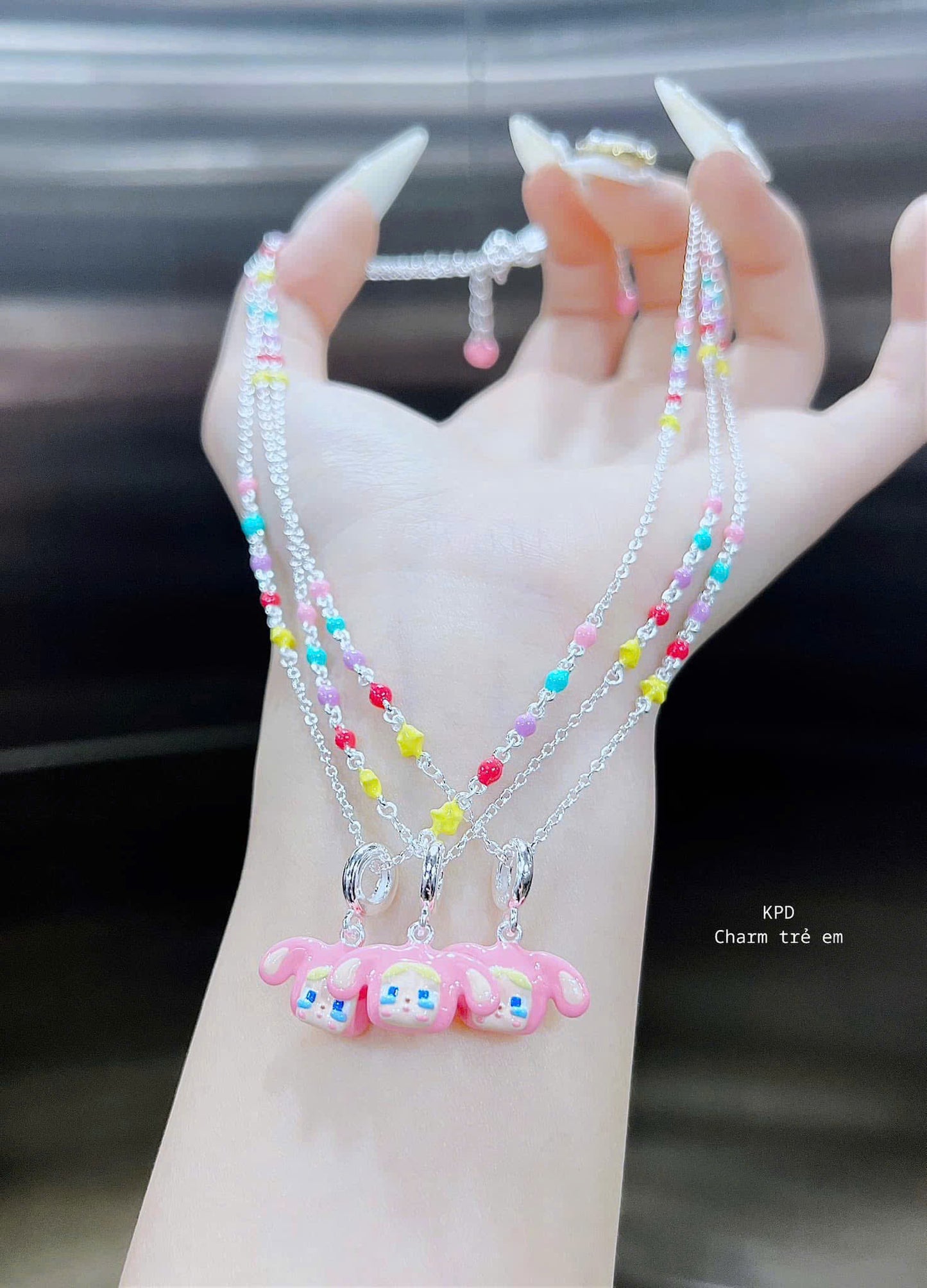 Dây chuyền bạc charm hoạt hình rực rỡ cho bé