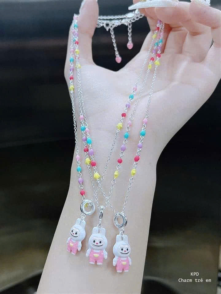 Dây chuyền bạc charm hoạt hình rực rỡ cho bé