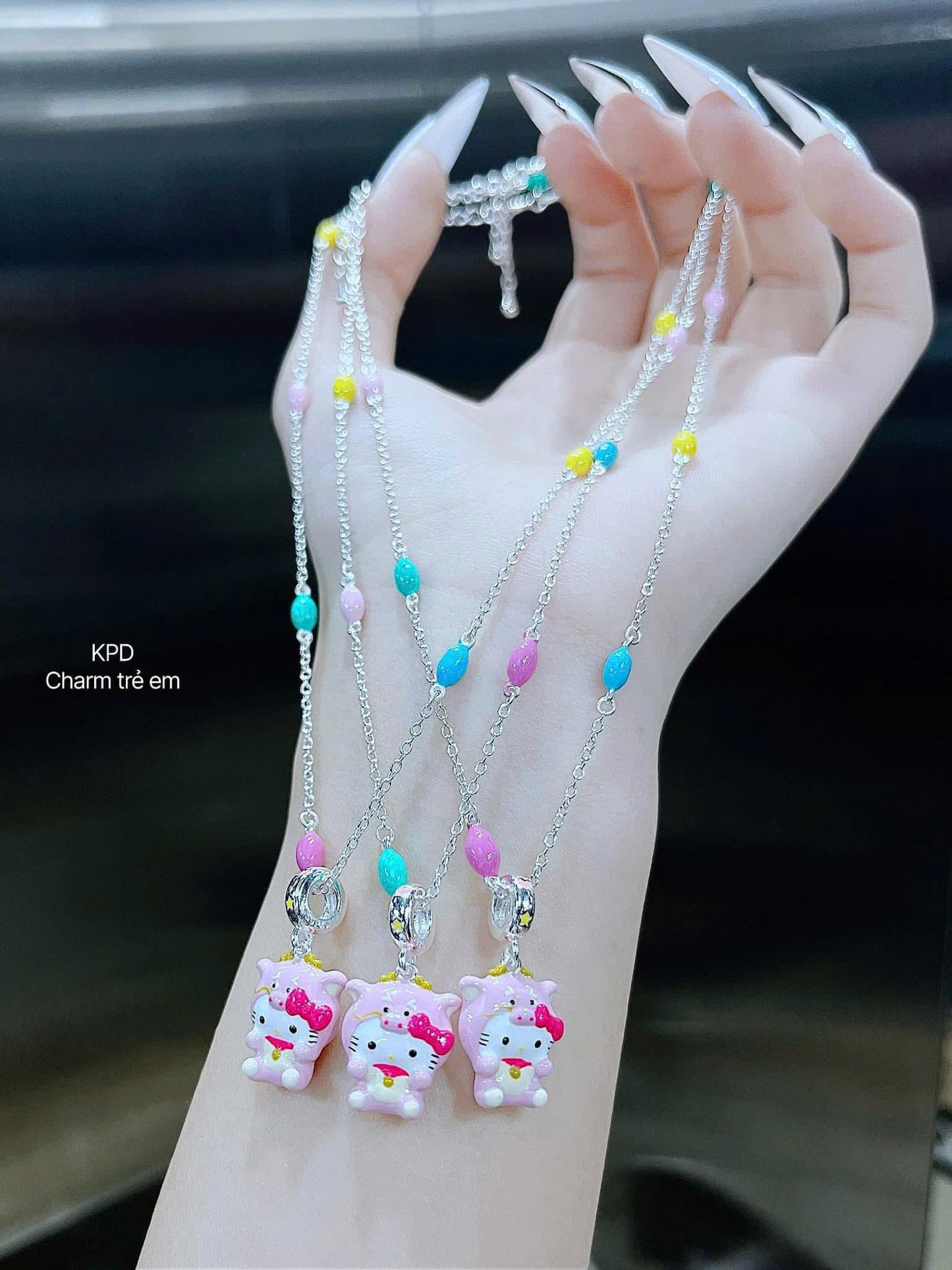 Dây chuyền bạc charm hoạt hình rực rỡ cho bé