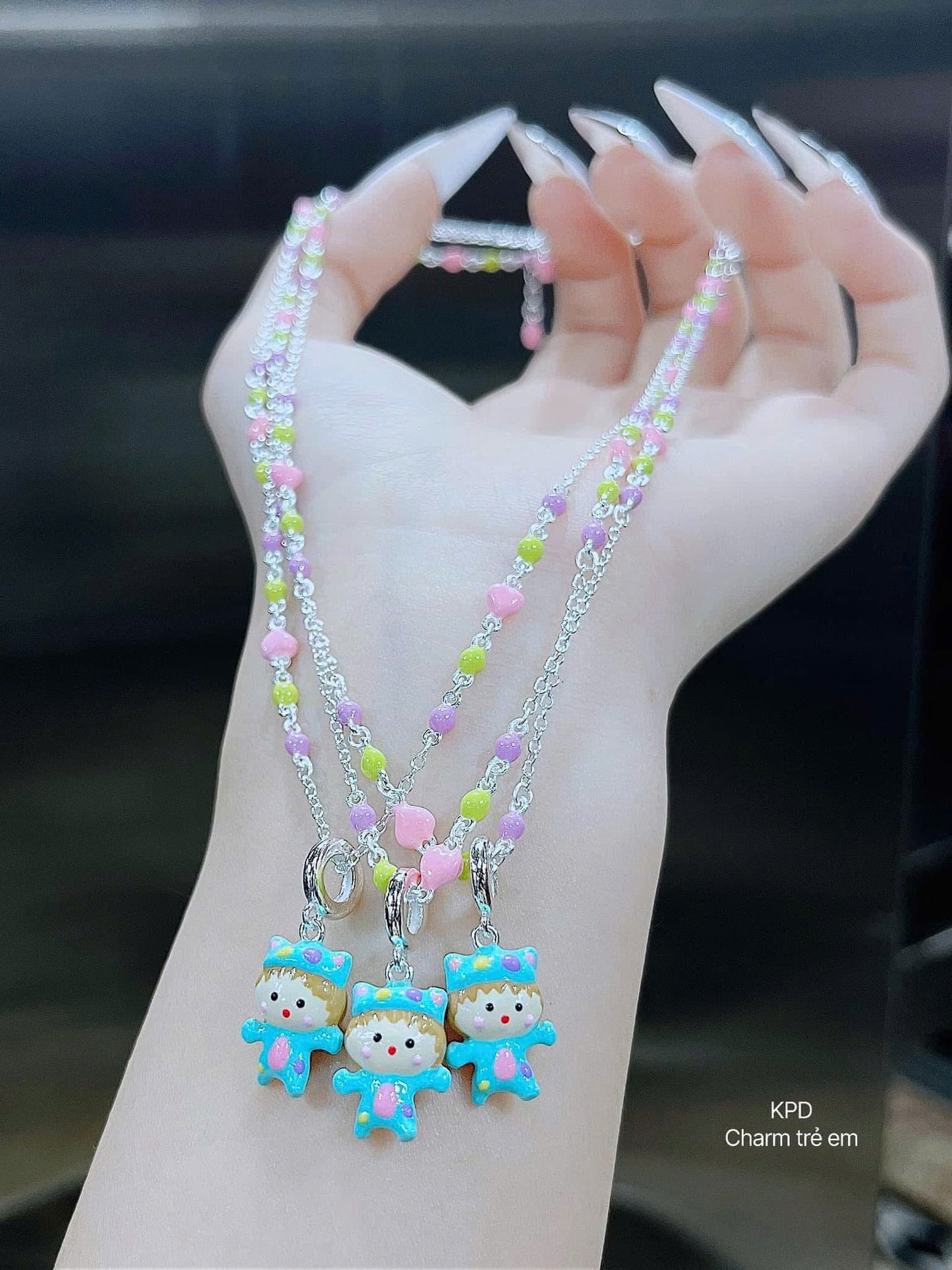 Dây chuyền bạc charm hoạt hình rực rỡ cho bé
