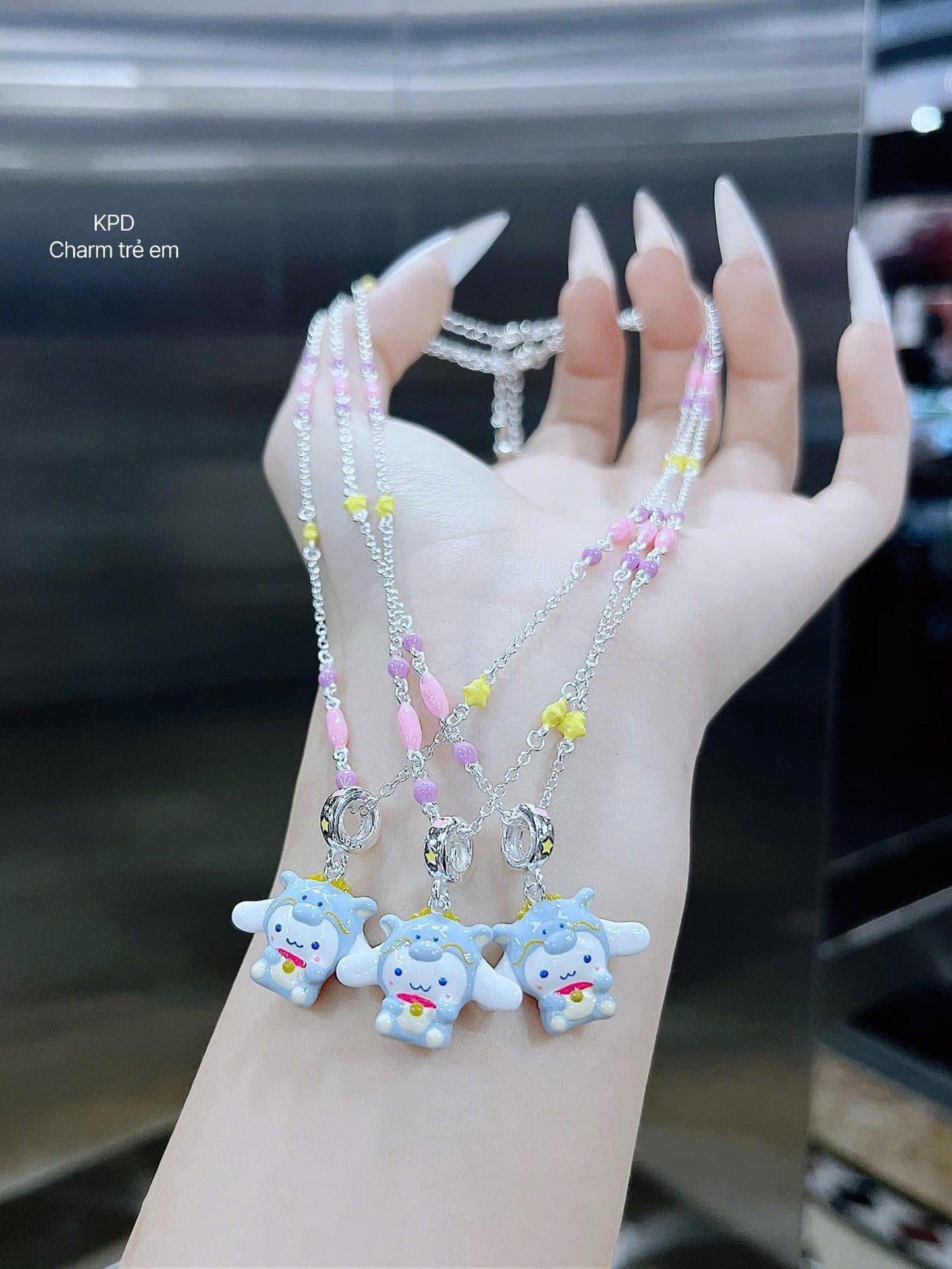 Dây chuyền bạc charm hoạt hình rực rỡ cho bé