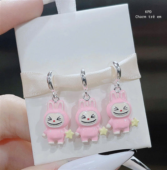 Khuyên tai bạc charm hoạt hình rực rỡ cho bé