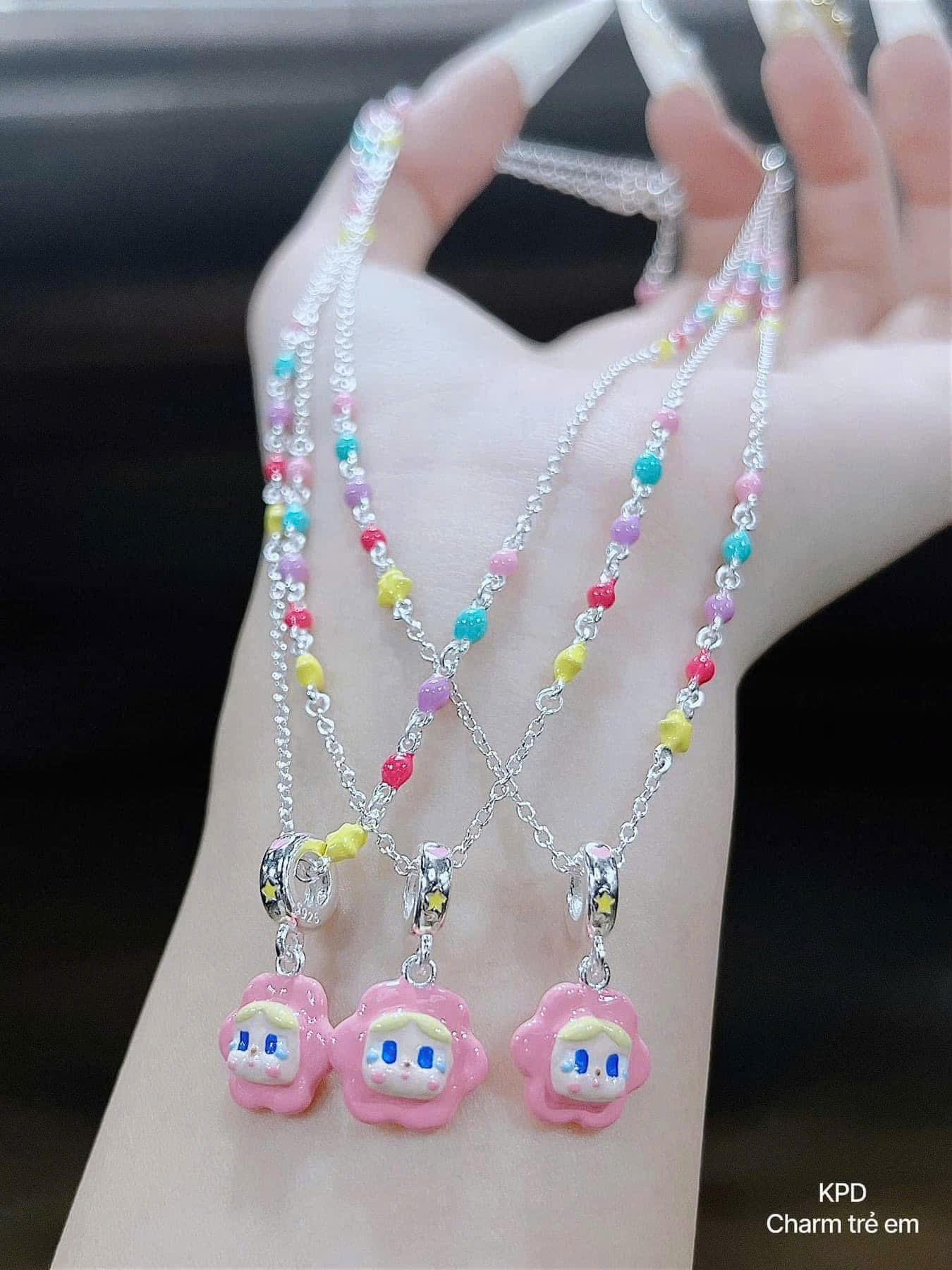 Dây chuyền bạc charm hoạt hình rực rỡ cho bé