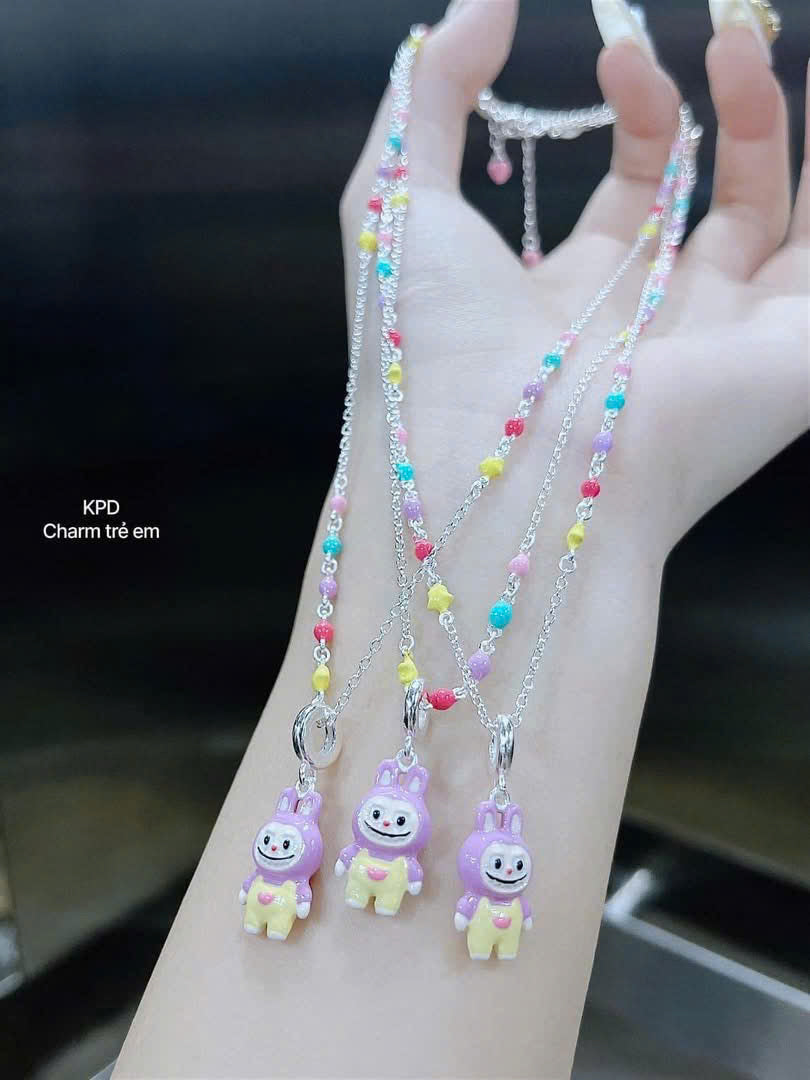 Dây chuyền bạc charm hoạt hình rực rỡ cho bé