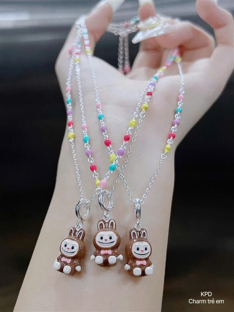 Dây chuyền bạc charm hoạt hình rực rỡ cho bé
