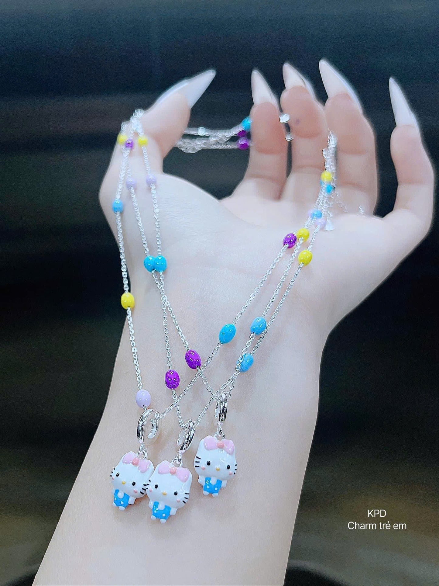 Dây chuyền bạc charm hoạt hình rực rỡ cho bé