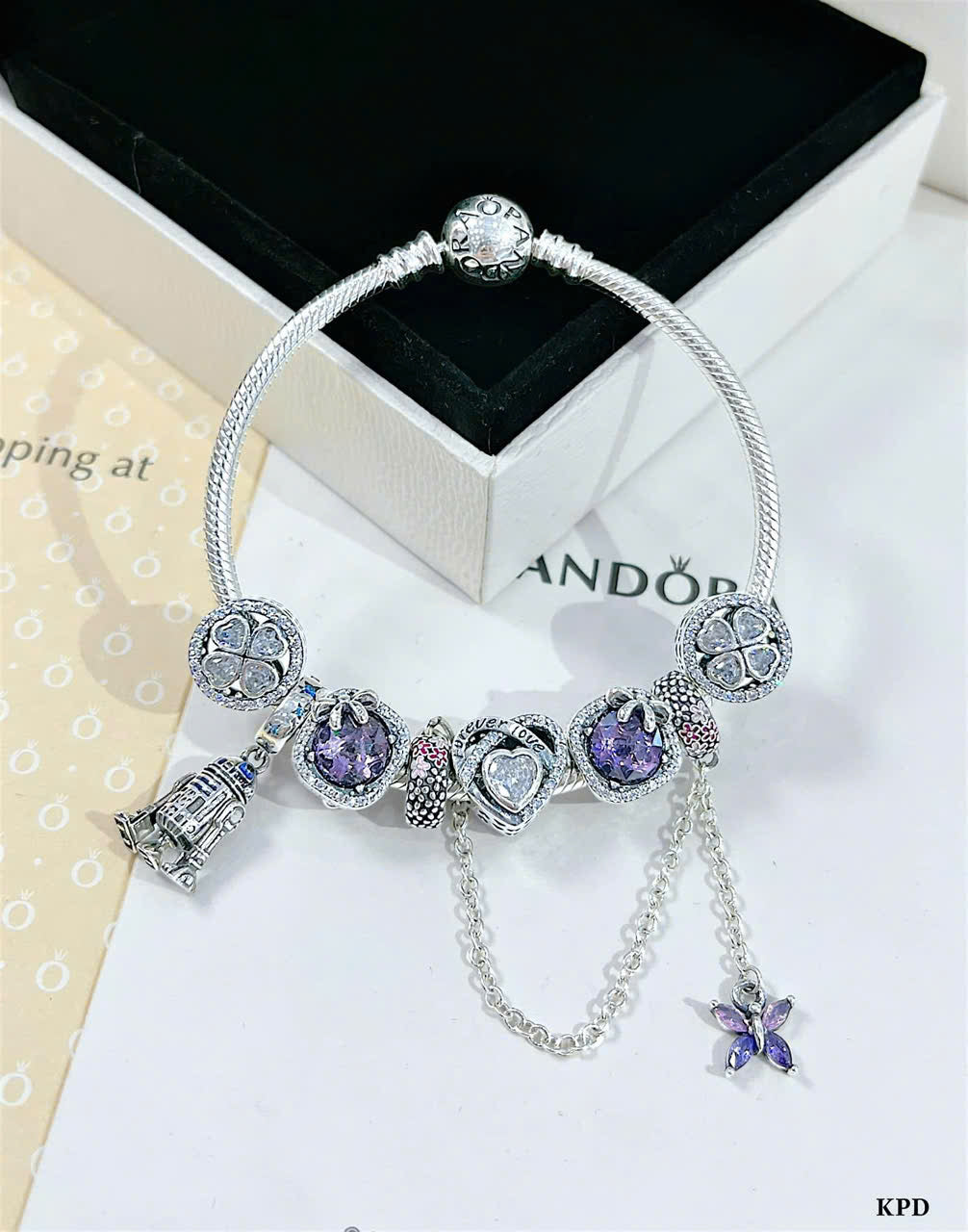 Vòng bạc charm sang xịn nhiều tone màu