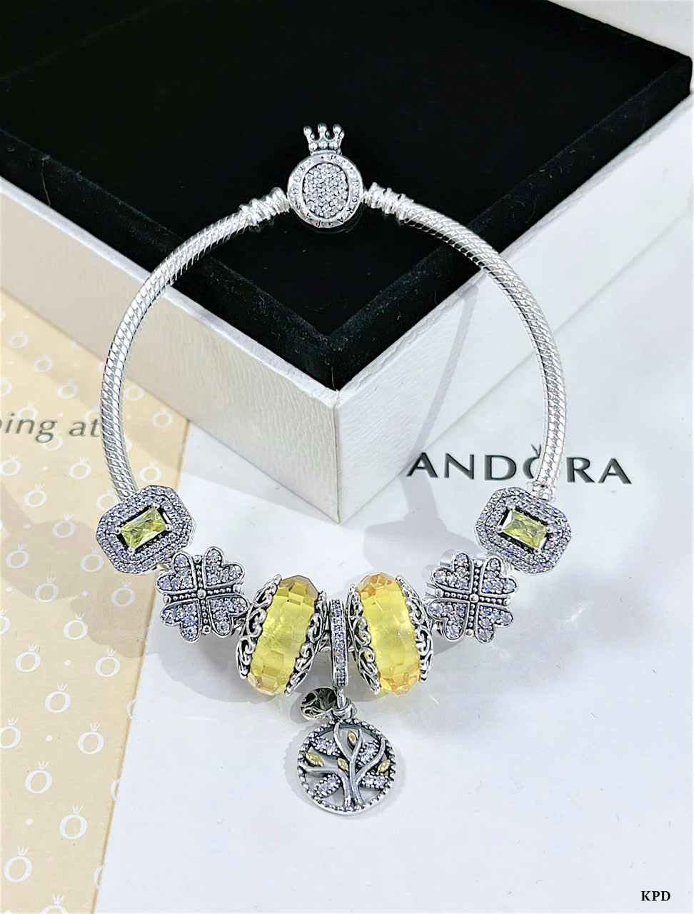 Vòng bạc charm sang xịn nhiều tone màu