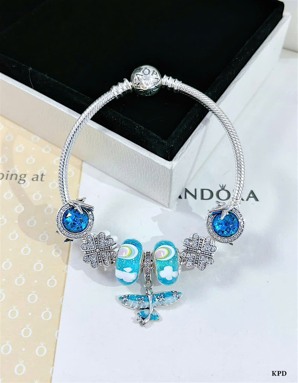 Vòng bạc charm sang xịn nhiều tone màu