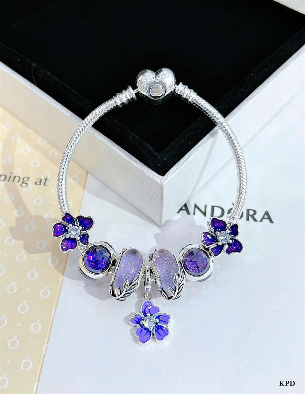 Vòng bạc charm sang xịn nhiều tone màu