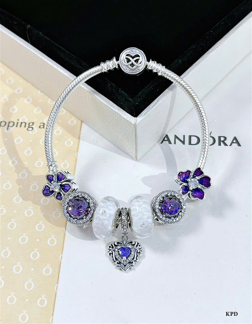 Vòng bạc charm sang xịn nhiều tone màu