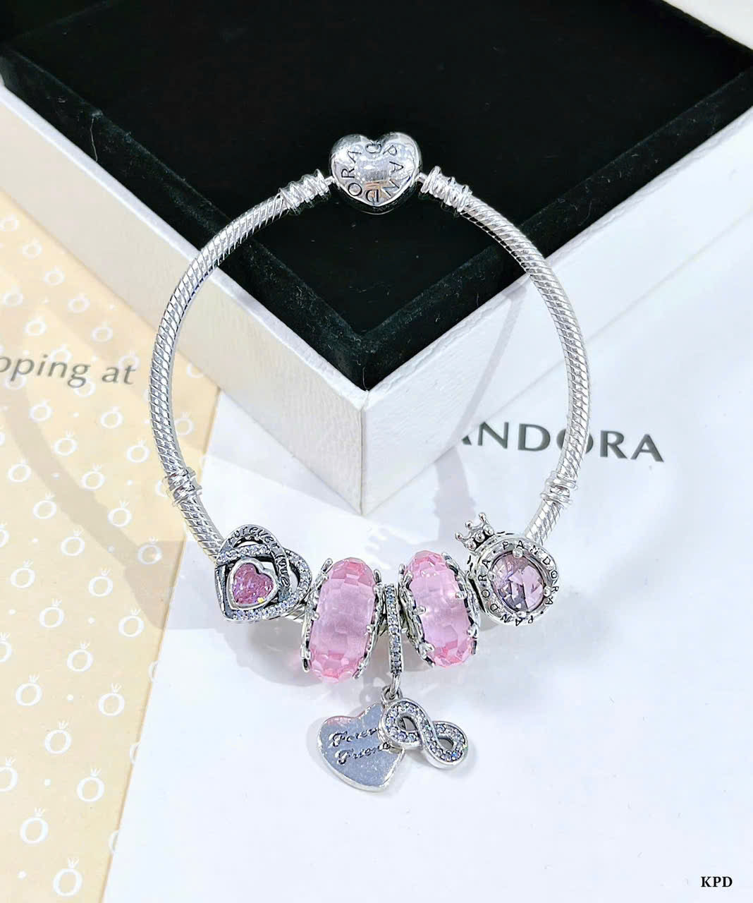 Vòng bạc charm sang xịn nhiều tone màu