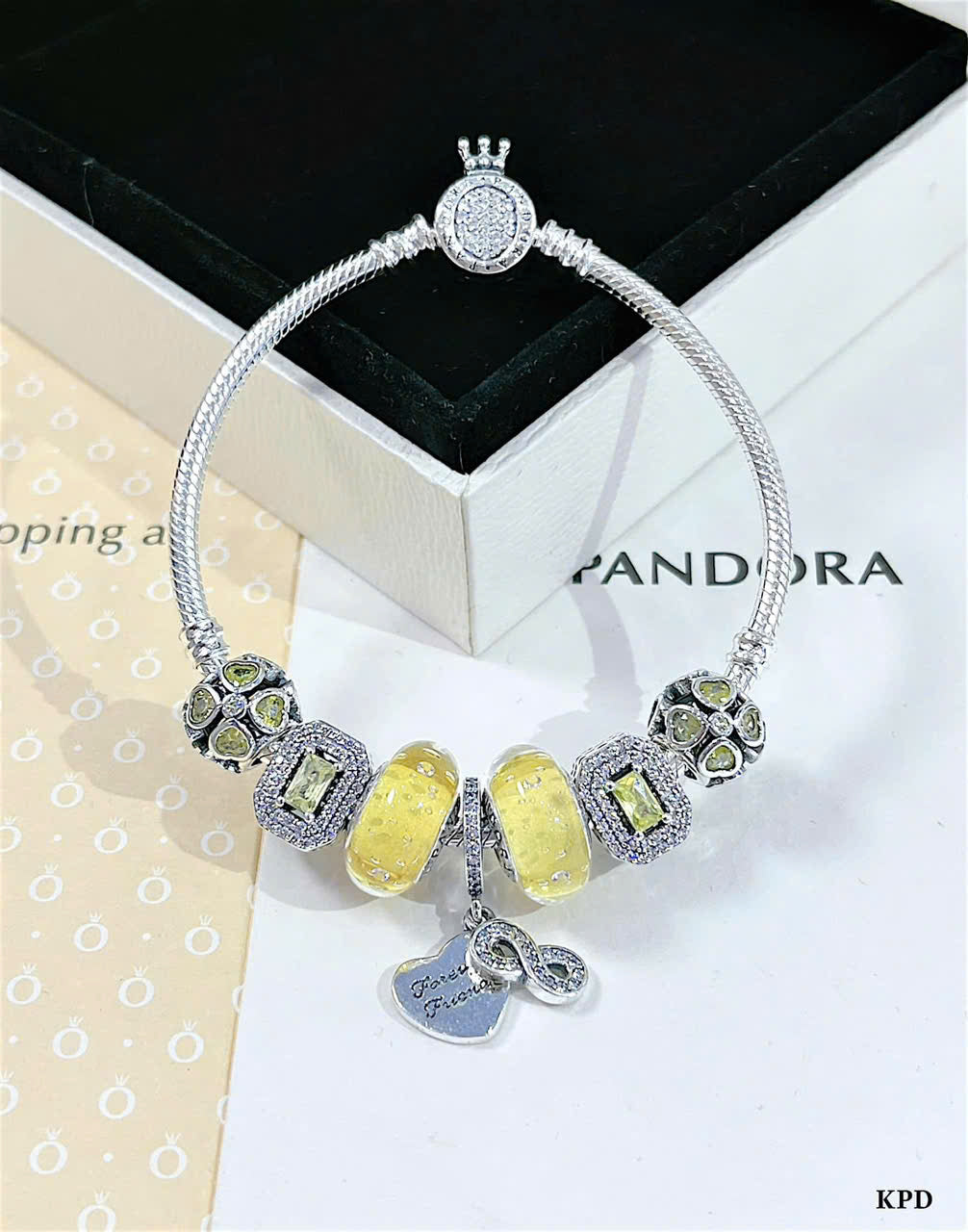 Vòng bạc charm sang xịn nhiều tone màu