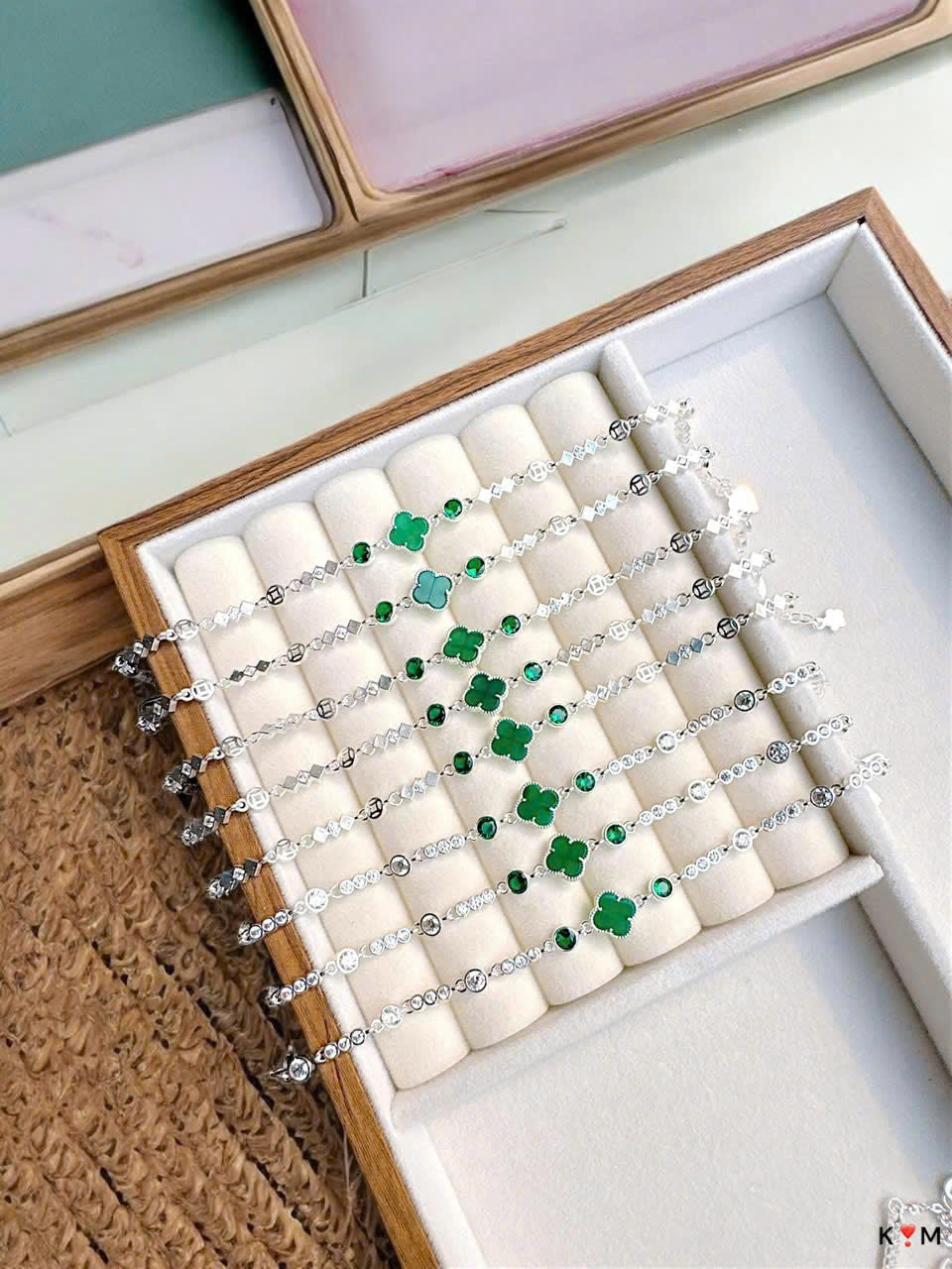 Lắc bạc mặt Cỏ 4 Lá May Mắn