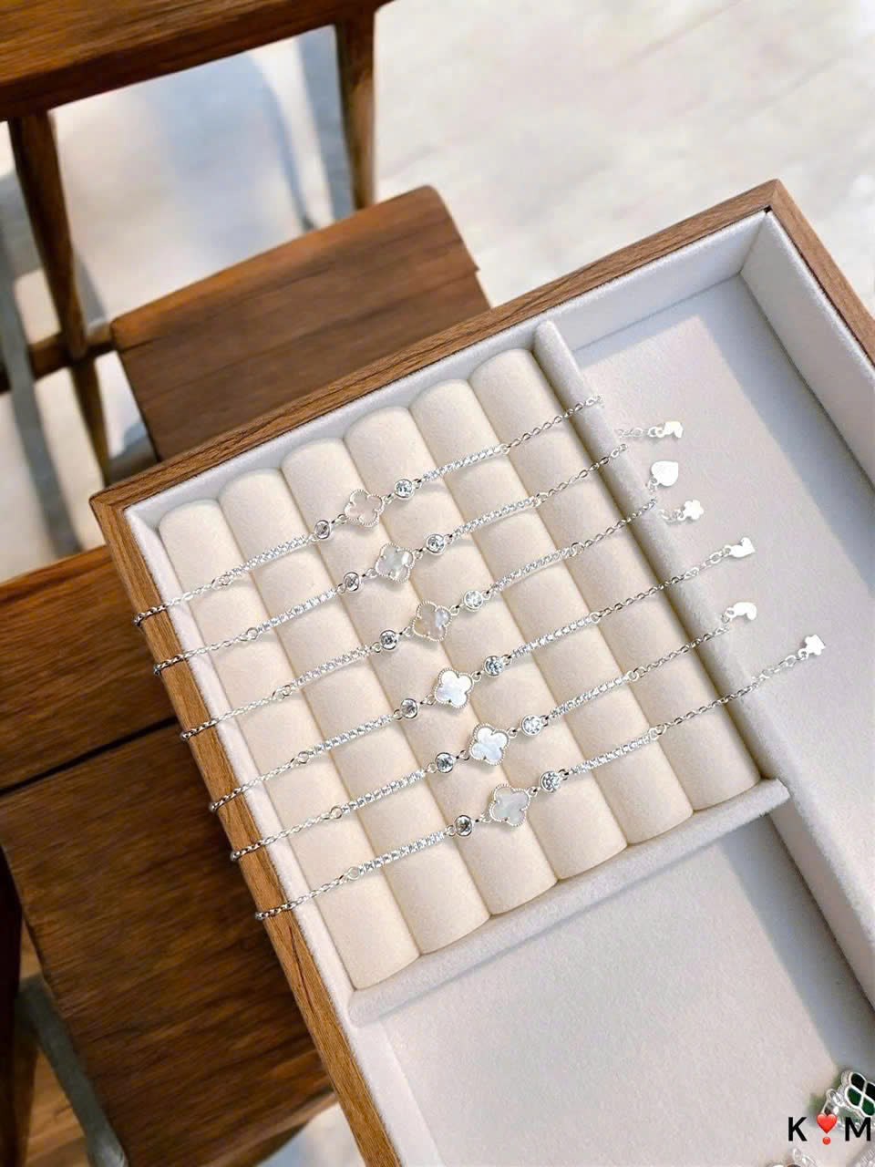 Lắc bạc mặt Cỏ 4 Lá May Mắn