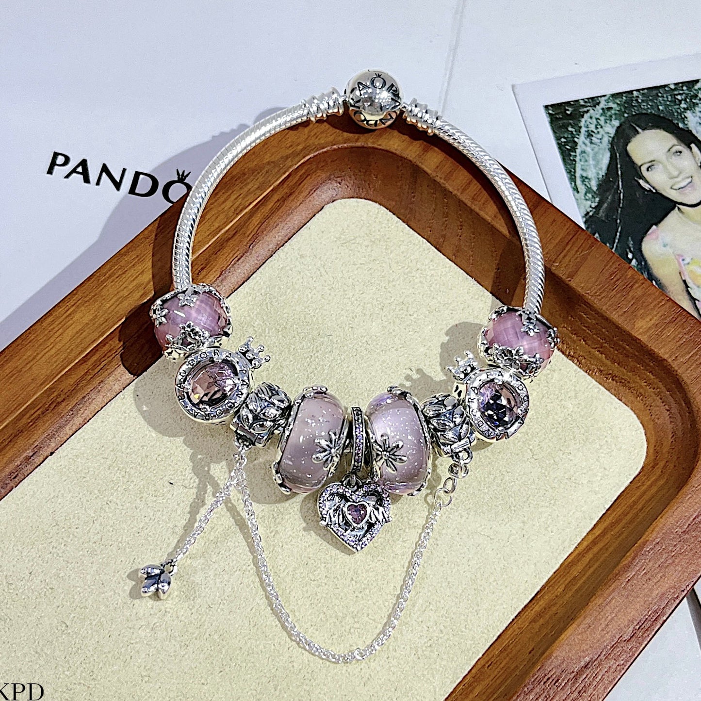 Vòng bạc charm Pan nhiều màu