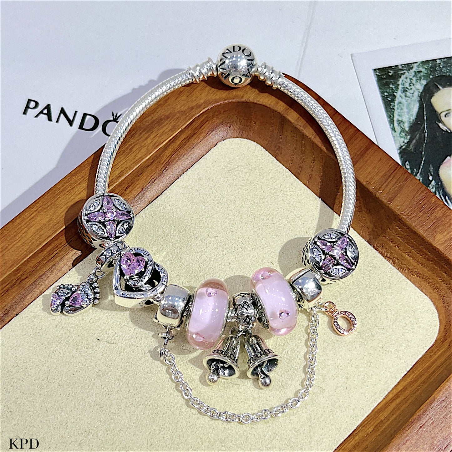 Vòng bạc charm Pan nhiều màu