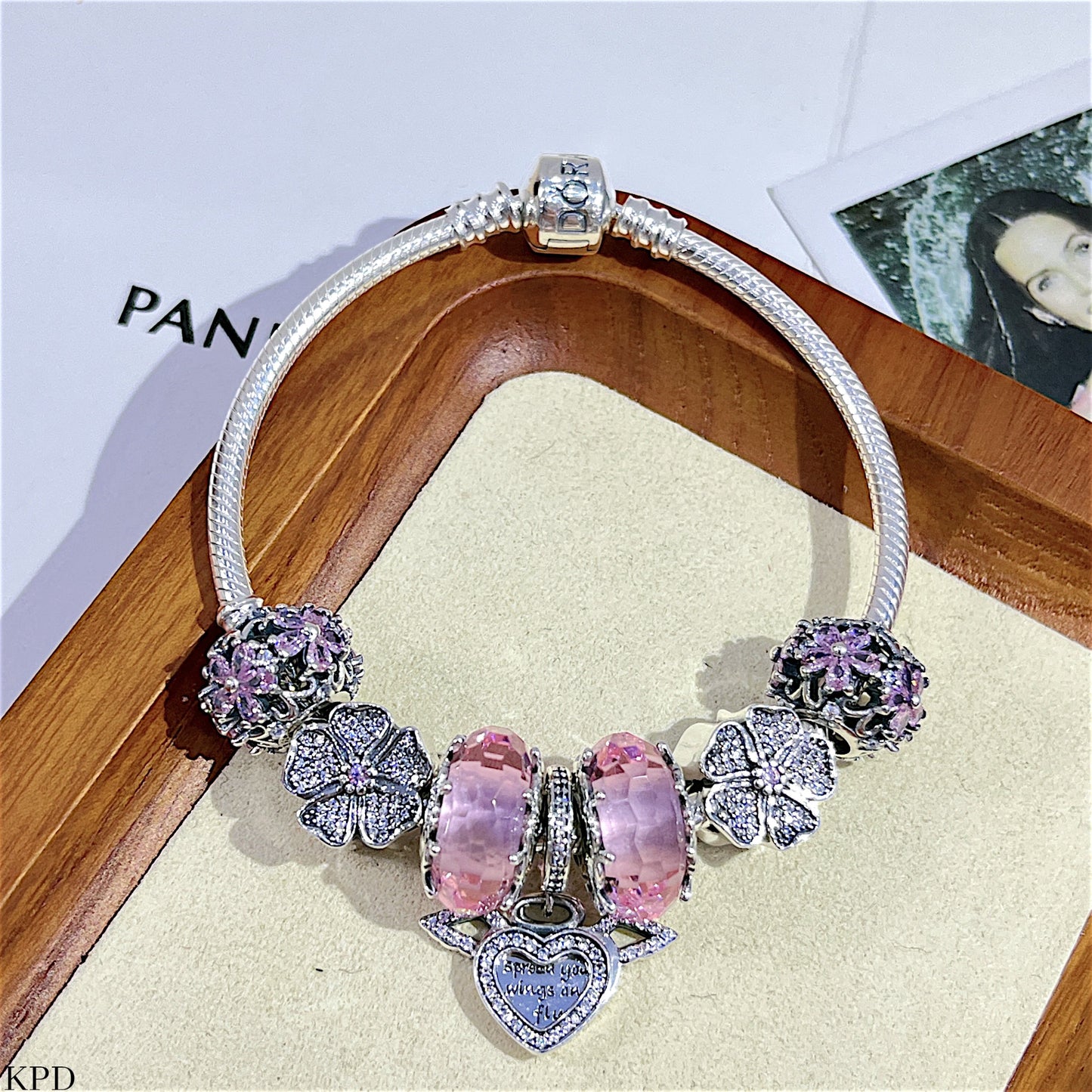 Vòng bạc charm Pan nhiều màu