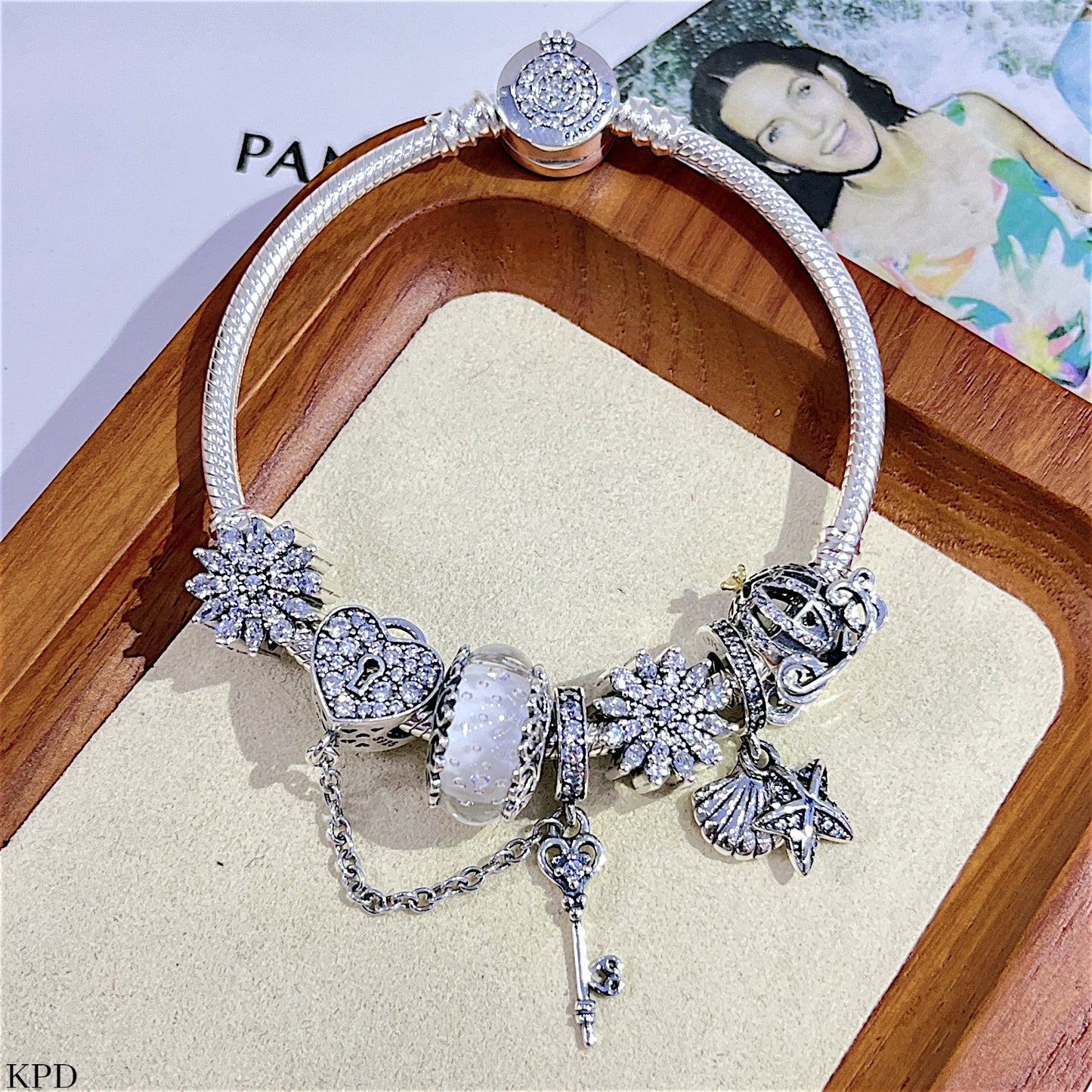 Vòng bạc charm Pan nhiều màu