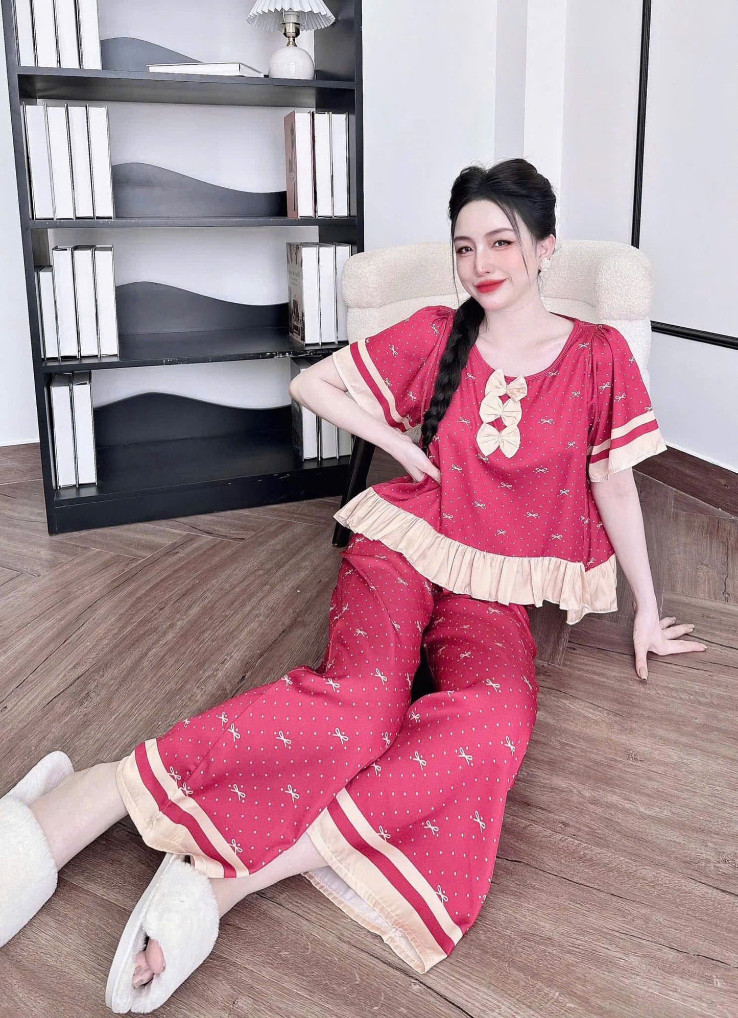 Bộ ngủ nữ tay ngắn quần dài xinh xắn có sẵn