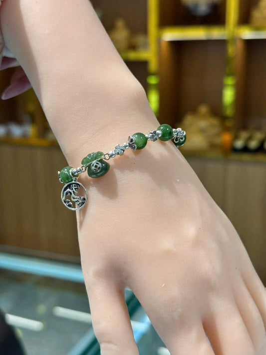 Vòng bạc phối charm đá tự nhiên