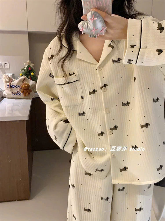 Pijama trắng họa tiết cún