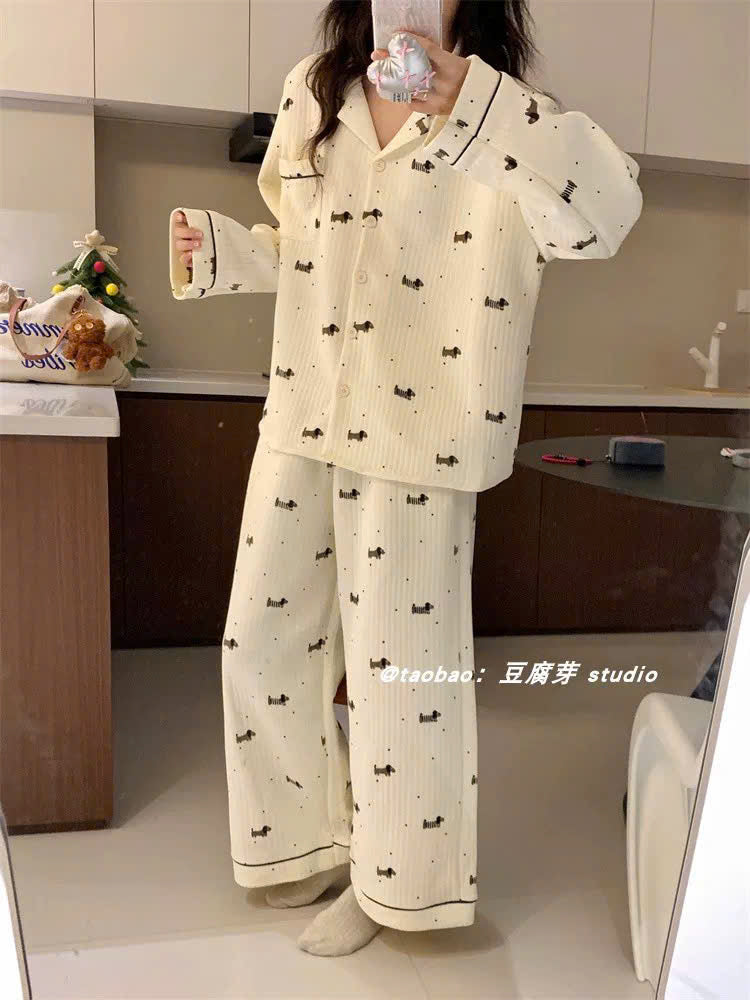 Pijama trắng họa tiết cún