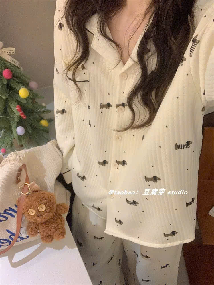 Pijama trắng họa tiết cún