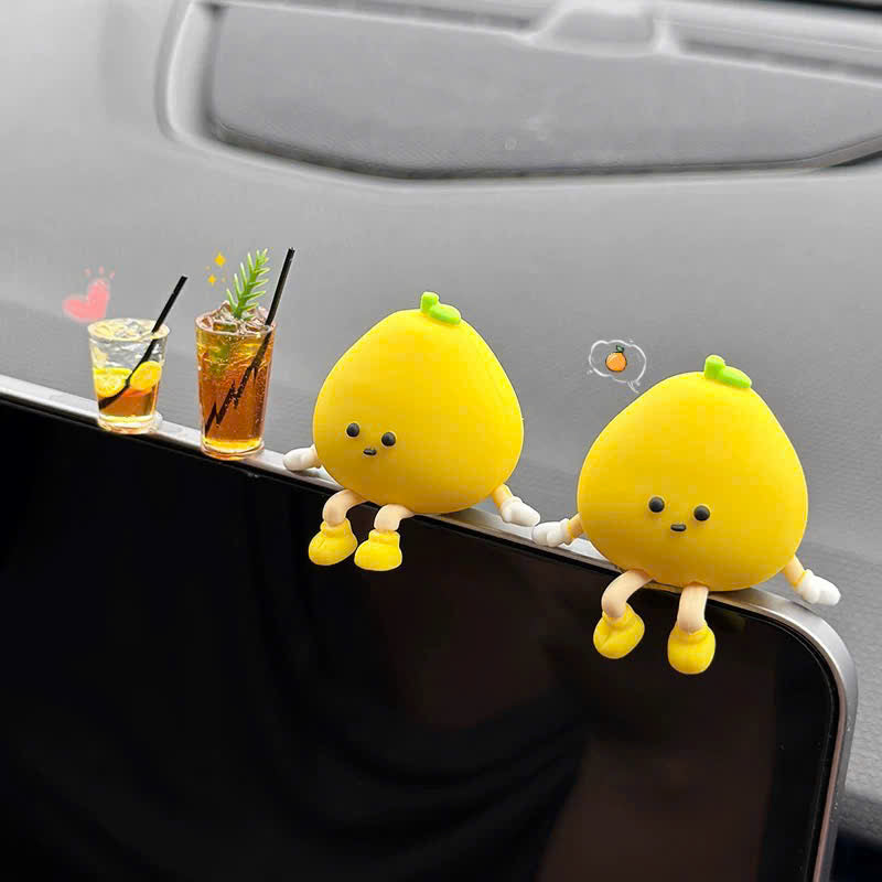 Set dán xe hình quả bưởi vàng và ly trà chanh siêu dễ thương