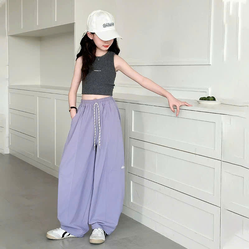 Quần ống rộng lưng chun dây rút dễ phối