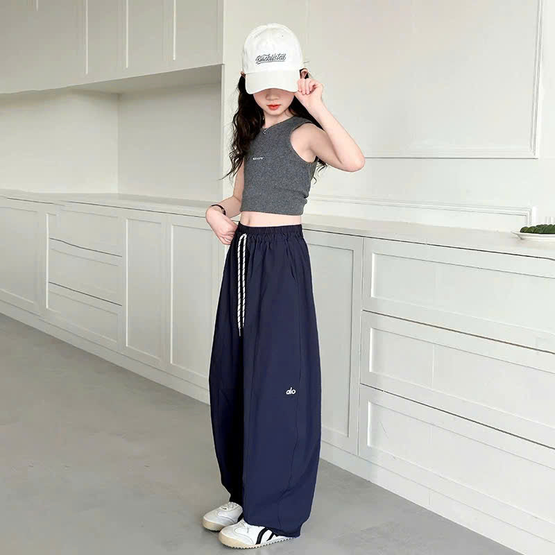 Quần ống rộng lưng chun dây rút dễ phối