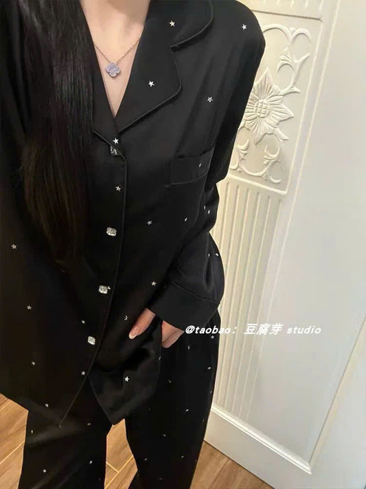 Pijama dài đen ngôi sao tinh tú