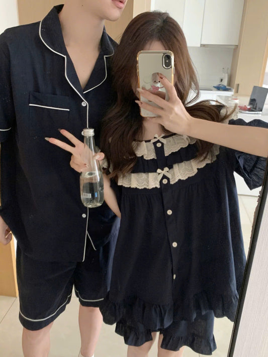 Đồ ngủ đôi xanh đen trung tính
